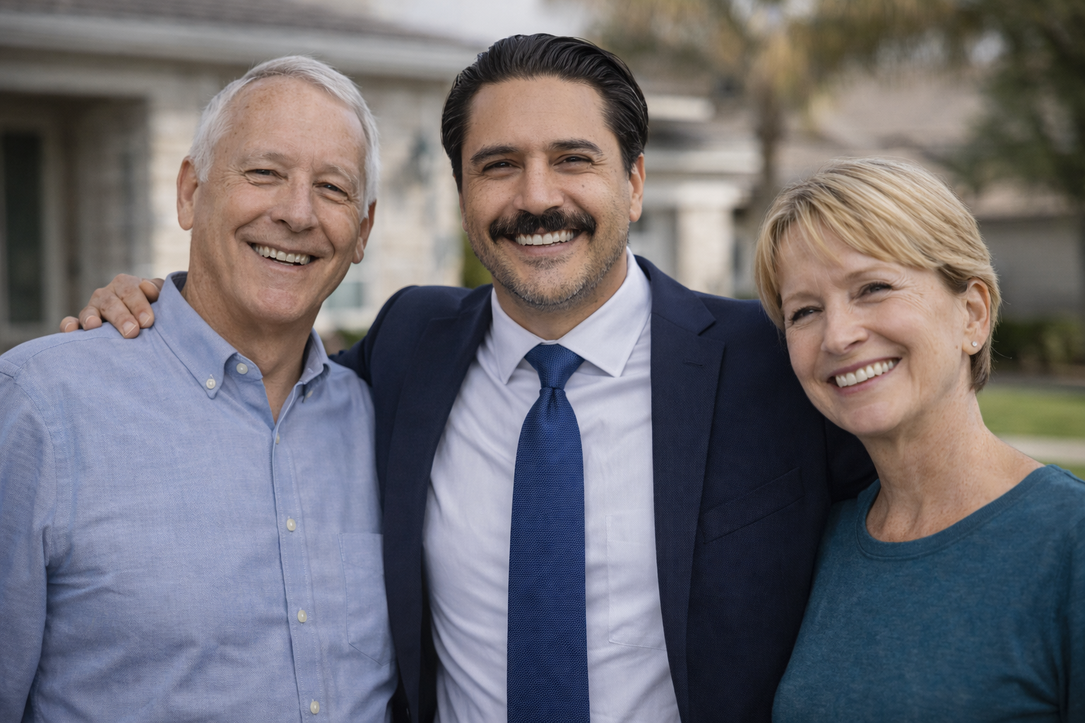 Greg Franklin with happy homeowners